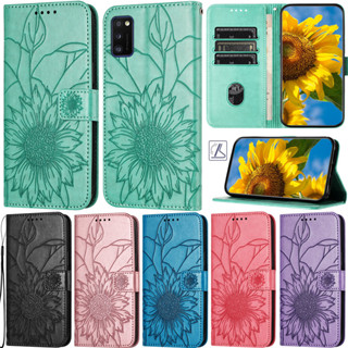 เคสโทรศัพท์หนัง PU นิ่ม ฝาพับ ลายดอกทานตะวัน พร้อมช่องใส่บัตร หรูหรา สําหรับ Samsung Galaxy A51 5G A52 5G A71 5G A72 5G A52S 5G A51 A71 A52 4G A72 4G