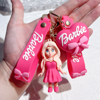 พวงกุญแจ จี้ตุ๊กตาบาร์บี้น่ารัก สีชมพู สําหรับห้อยกระเป๋า
