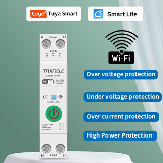 Smart Life TUYA WiFi MCB เบรกเกอร์วงจร มิเตอร์วัดไฟ ป้องกันแรงดันไฟฟ้า 1-63A สวิตช์ควบคุมระยะไกลไร้สาย