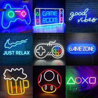 โคมไฟนีออน Led อะคริลิค ลายเกม Just Relax Welcome Hello Night สําหรับแขวนตกแต่งผนังห้อง