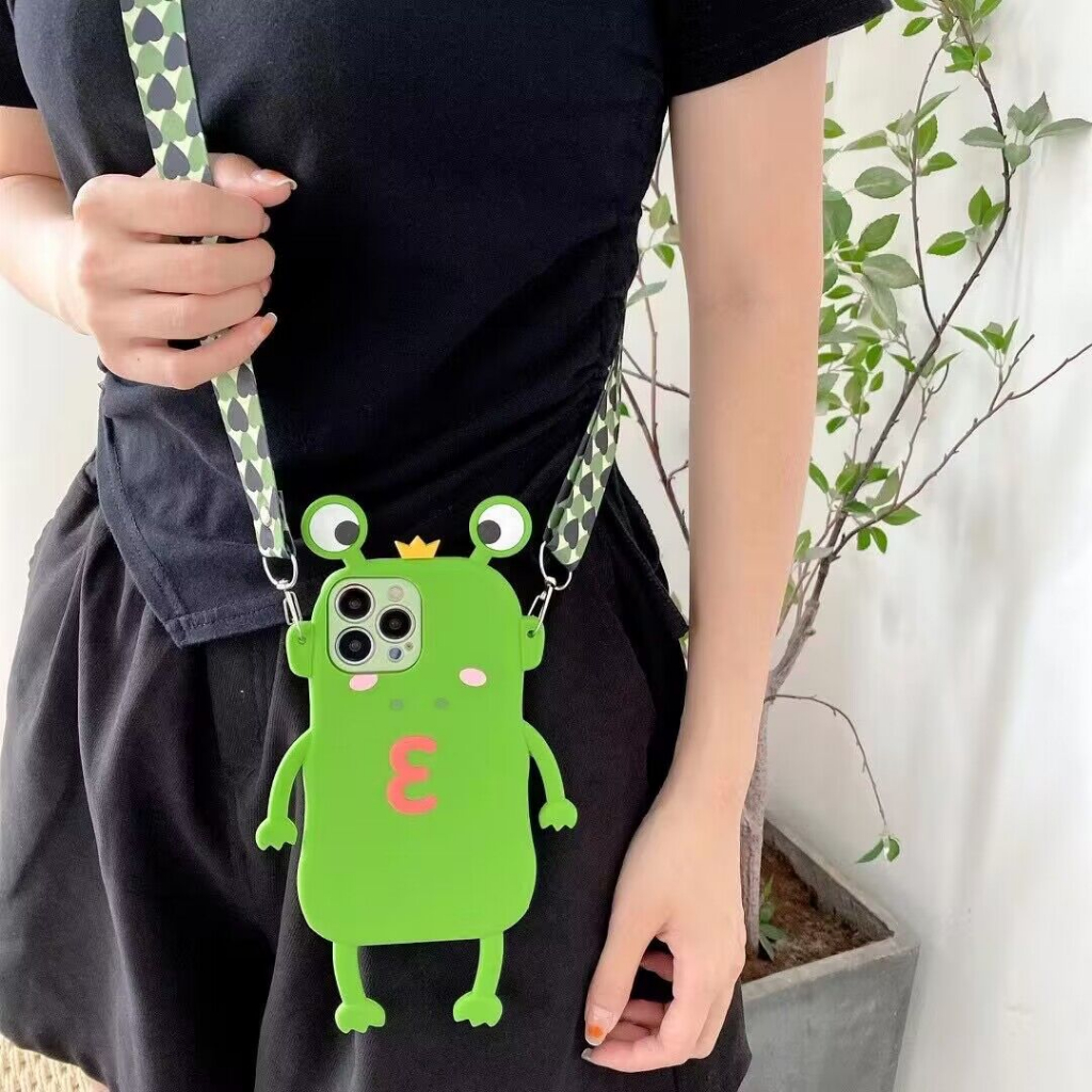 Realme C67 C55 C53 C35 C33 C31 C30 C30s C21 C25 C21Y C20 C11 C15 C12 C17 C3 C2 11X 11 9i 7i 6i 5i 5s 5 8 9 10 Pro น ่ ารักการ ์ ตูนกบซิลิโคนนุ ่ มปลอกยางซิลิโคนกรณี พร ้ อมเชือก