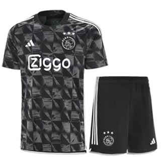 เสื้อกีฬาแขนสั้น ลายทีมชาติฟุตบอล Ajax Second Away สีดํา สําหรับผู้ใหญ่ 2023 2024