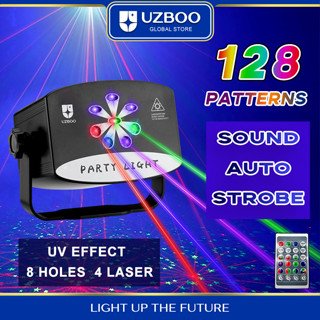 Uzboo โคมไฟโปรเจคเตอร์เลเซอร์ RGB 128 64 รูปแบบ ปลั๊ก USB สําหรับวันเกิด งานแต่งงาน บาร์ KTV คอนเสิร์ต