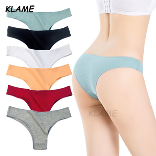 Klame กางเกงชั้นใน ผ้าฝ้าย ไร้รอยต่อ เอวต่ํา สีพื้น สําหรับผู้หญิง M-XL KLM460 3 ชิ้น