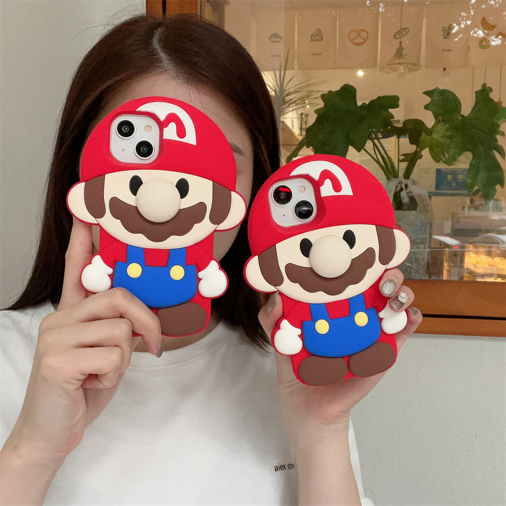 สําหรับiphone Case 16 Pro Max 15 Pro Max 14 Pro Max 13 Pro Max 12 Pro Max 3D Stereoscopic Mario the Big Noseซิลิโคนนุ่มกรณี