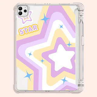 เคสป้องกัน สําหรับ Ipad 9/Mini6/ Pro11/8th Generation, Purple Rainbow Star Small Fresh TPU เคสใส พร้อมช่องใส่ปากกาสี่มุม