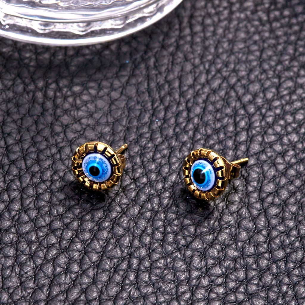 ชุดสร้อยคอ ต่างหู จี้ตาชั่วร้าย สีฟ้า สไตล์เรโทร นําโชค ของขวัญเครื่องประดับ สําหรับผู้หญิง - รูปที่ 6