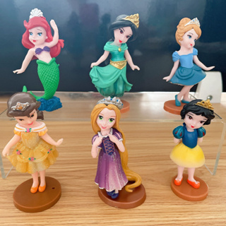 โมเดลฟิกเกอร์ Disney Princess Snow White Ariel Rapunzel Mulan สําหรับตกแต่งเค้กวันเกิด 6 ชิ้น ต่อชุด