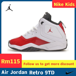 Air Jordn 9 Retro 9TD AJ9 รองเท้ากีฬา รองเท้าบาสเก็ตบอล สีขาว สีแดง สําหรับเด็ก