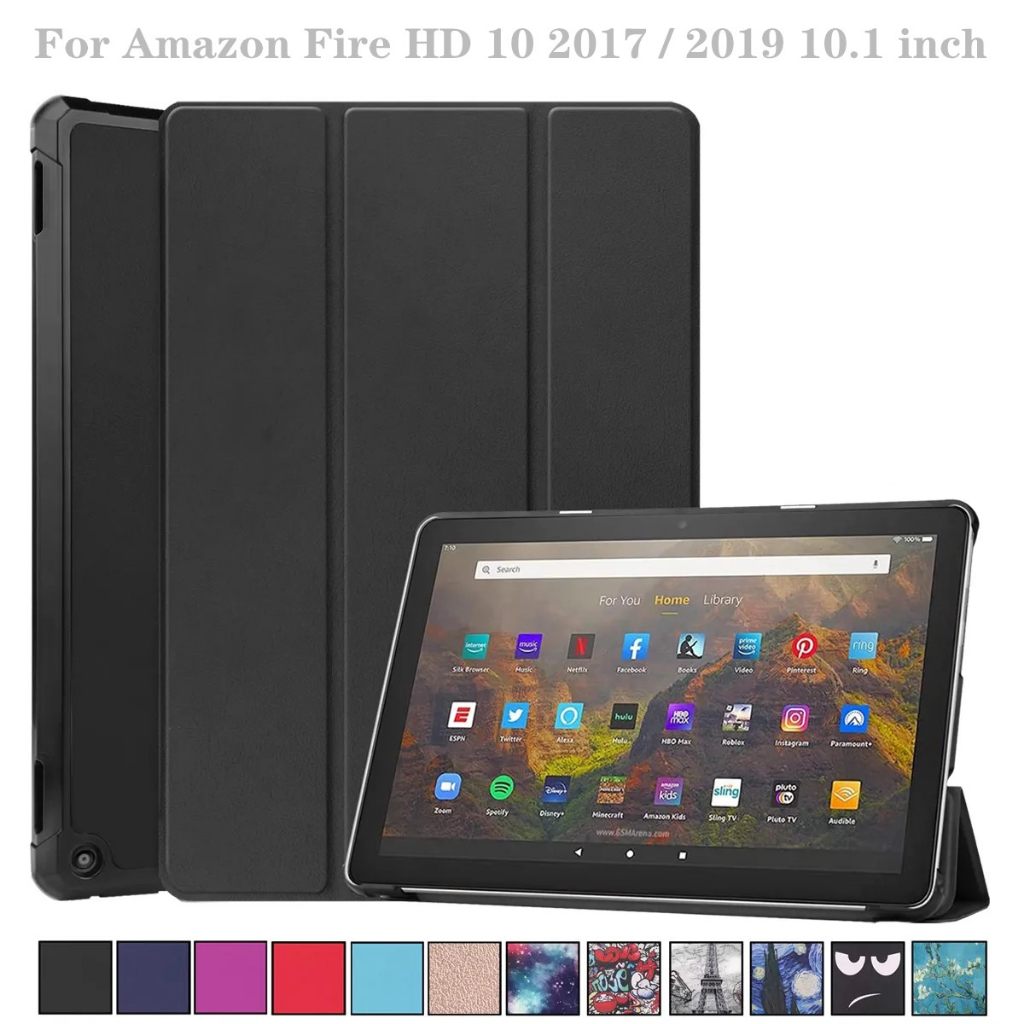 For Amazon Fire HD10 HD 10 2017 / 2019 10.1 inch Tablet Cover PU Leather Case with Auto Wake Function Stand Flip Case