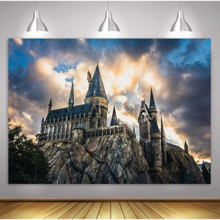 Hogwarts ภาพพื้นหลังแบนเนอร์ ลายปราสาทฮาโลวีน 7x5 ฟุต สําหรับปาร์ตี้วันเกิดเด็ก