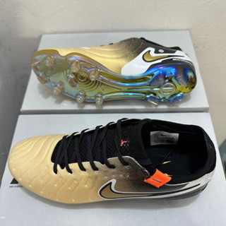 Tiempo Legend 10 Elite FG รองเท้าฟุตบอล สําหรับผู้หญิงและผู้ชาย รองเท้าฟุตบอลถักกลางแจ้ง กันลื่น และทนต่อการสึกหรอ