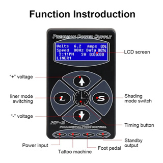 Hp-2 เครื่องสักพาวเวอร์ซัพพลาย พร้อมหน้าจอ LCD ดิจิทัล ชาร์จแบตเตอรี่ เชื่อมต่อแบบถาวร สําหรับแต่งหน้า