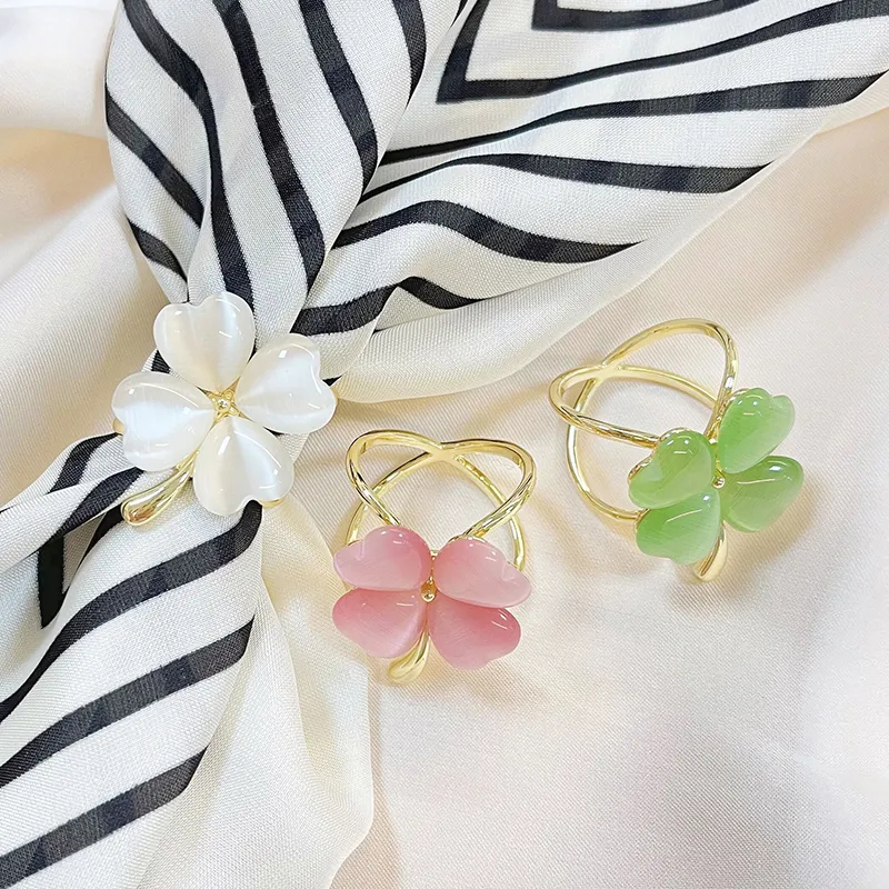 แหวน Tuudung Cincin Tudung โอปอล Clover เข็มกลัดหัวเข็มขัดแหวนผ้าพันคอแหวนผ้าคลุมไหล่ Muslimah Hijab Pin Kerongsang Tudung Pin Bawal