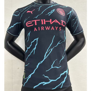 เสื้อกีฬาแขนสั้น ลายทีมฟุตบอล Manchester City Player Version 23 24 ชุดเยือน สําหรับผู้ชาย