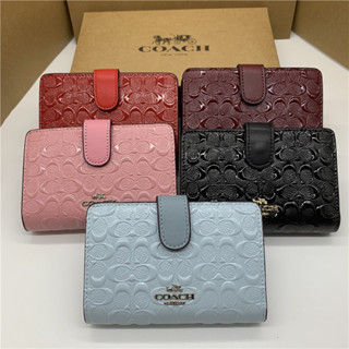 กระเป๋าสตางค์ COACH F25937 หนังแท้ 100% ใบสั้น แบบพับได้ ใส่บัตรได้ สําหรับผู้หญิง