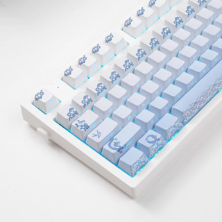 【JKDK】blue and white porcelain PBT keycaps  font transmits light OEM profile gradient color keycap