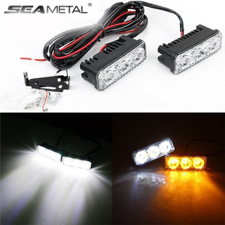 Seametal หลอดไฟตัดหมอก LED DRL 12V 3 ดวง 180 องศา 6000K สว่างมาก ปรับได้ สําหรับรถยนต์