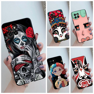 เคสโทรศัพท์มือถือ ซิลิโคนนิ่ม ผิวด้าน กันกระแทก ลายการ์ตูน สีดํา สําหรับ Itel S23 4G S665L