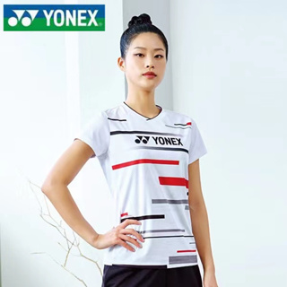 Yonex เสื้อกีฬาแบดมินตัน แขนสั้น แบบแห้งเร็ว ลายทาง สําหรับผู้ชาย และผู้หญิง