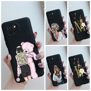 เคสโทรศัพท์ ซิลิโคนนิ่ม ผิวด้าน กันกระแทก ลายตัวอักษร สีดํา สําหรับ Itel S23 S665L