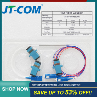 Jt-com FBT ตัวแยกสัญญาณ พร้อมตัวเชื่อมต่อ SC UPC อัตราส่วน 1310 1490 1550nm 3 ชิ้น