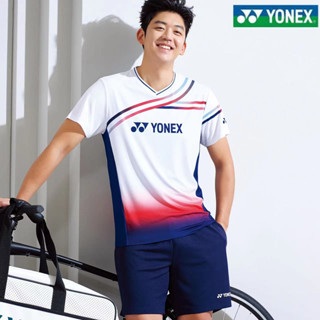 Yonex แบดมินตัน ผู้ชายและผู้หญิง แห้งเร็ว ซับเหงื่อ แขนสั้น เสื้อเทนนิส วอลเลย์บอล