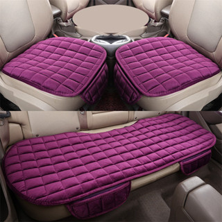 3PC Flax Car Seat Cover Four Seasons Front Rear Linen Fabric Cushion แผ่นรองป้องกันที่ระบายอากาศได้อุปกรณ์เสริมรถยนต์ขนาดสากล