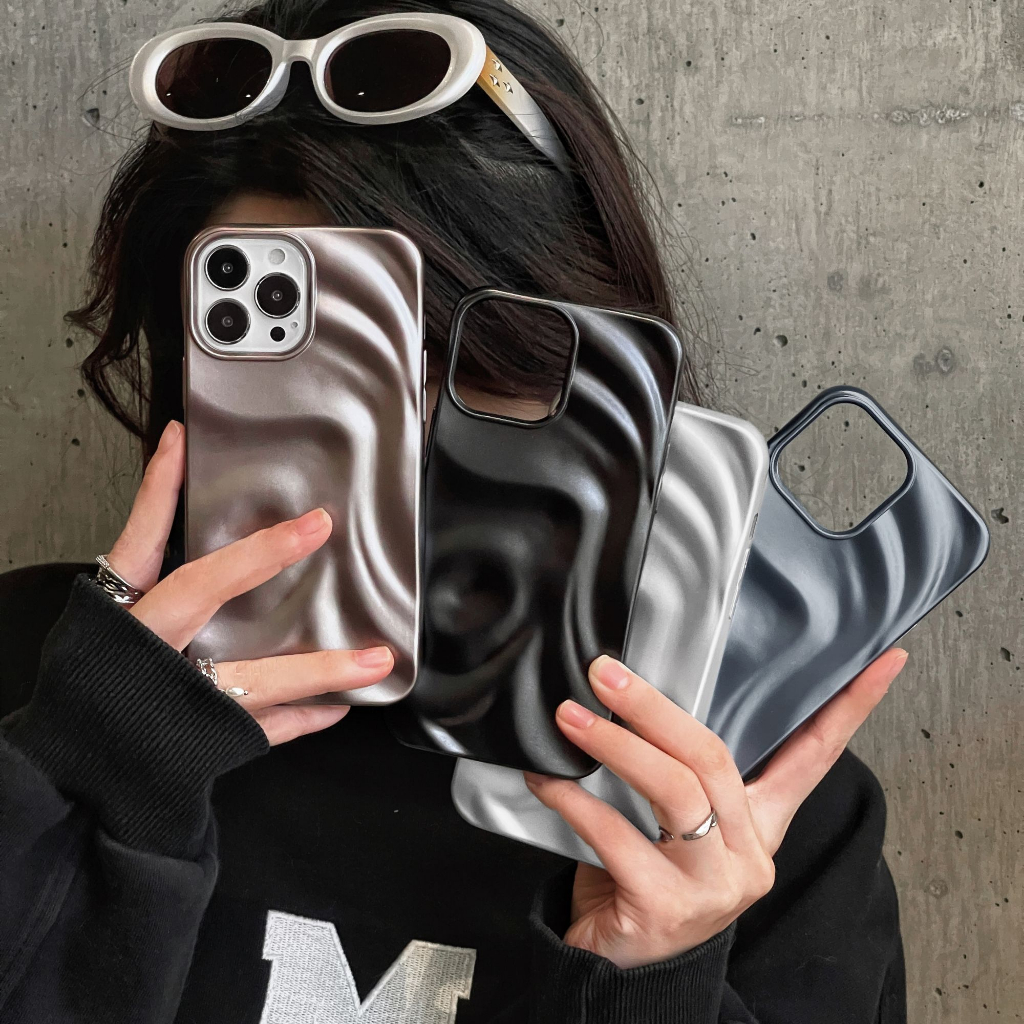 หรูหราเย็นเคลือบเงินสีดําสีฟ้าระลอกน้ําซิลิโคนอ่อนนุ่มกรณีโทรศัพท์สําหรับ ไอโฟน 14 มือโปร สูงสุด 13 12 11 14มือโปร 13มือโปร กันกระแทกปกหลังปลอกชายหญิงคู