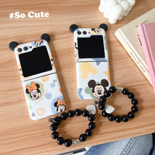 เคสโทรศัพท์มือถือแบบนิ่ม กันกระแทก ลายการ์ตูนมิกกี้เมาส์ 3D พร้อมสายโซ่คล้อง สําหรับ Samsung Galaxy Z Flip 4 5G Z Flip 3 Flip5