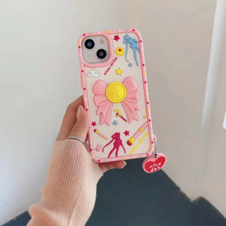 เคสโทรศัพท์มือถือ ซิลิโคนนิ่ม ลายการ์ตูนเซเลอร์มูน โบว์ สามมิติ รวมทุกอย่าง สําหรับ iPhone14 13 12 11 Pro MAX