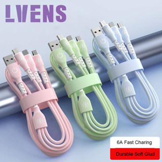 3 in 1 6A USB สายชาร์จเร็ว Micro USB Type-C สายชาร์จซิลิโคน สายไฟ สําหรับโทรศัพท์มือถือ