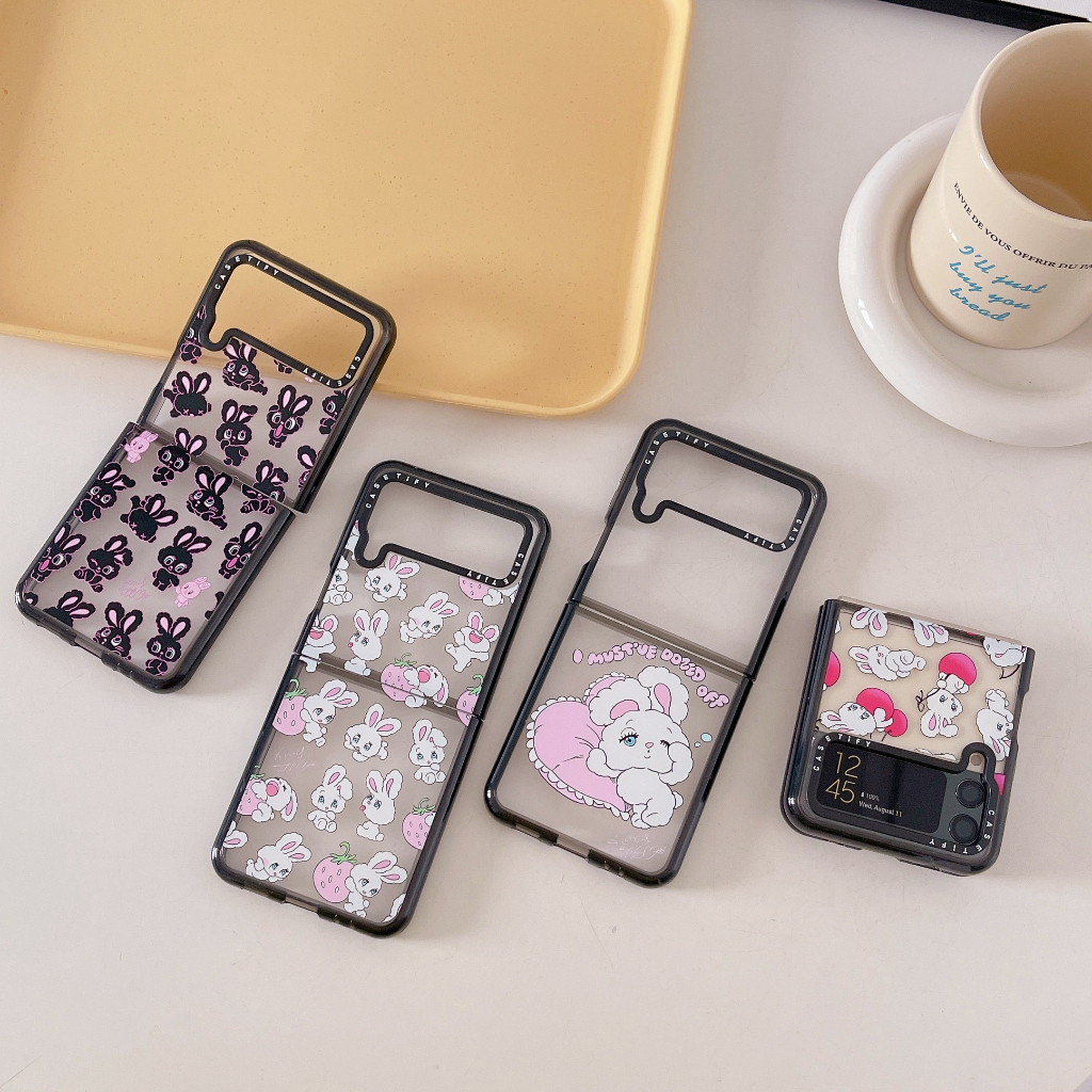 Lonely Bunnies Club Samsung อะคริลิคพับสําหรับ Galaxy Z Flip 6 Flip 5 Flip 4 Flip 3 5G เคสป้องกัน