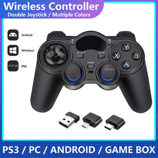 จอยสติ๊กควบคุมเกมไร้สาย 2.4G พร้อมตัวแปลง OTG สําหรับ PS3 Android TV Box PC Emuelec Batocera os