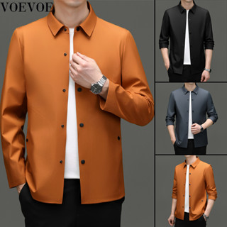 Voevoe เสื้อแจ็กเก็ตลําลอง แบบบาง ไร้รอยต่อ สไตล์นักธุรกิจ สําหรับผู้ชาย