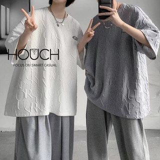 Houch พร้อมส่ง COD เสื้อยืดคอกลม Oversize ดสีพื้น โคตรนุ่ม ไม่ขึ้นขน ยืดแต่ไม่ย้วย ยับยากไม่ต้องรีด ขนาดบวกหลวม สามารถสวมใส่ได้ทั้งชายและหญิง