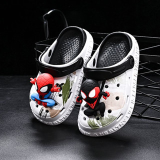 Disney Spider-Man รองเท้าแตะลําลอง EVA พื้นนิ่ม กันลื่น ลายการ์ตูนสไปเดอร์แมน สีขาว ดํา สําหรับเด็กผู้ชาย ผู้หญิง ไซซ์ 24-35