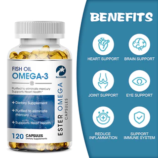 Kexinsh แคปซูลน้ํามันปลา OMEGA-3 Rich In DHA และ EPA ปรับปรุงอารมณ์ไม่ดีบรรเทาความเครียดเสริมสร้างสมองปรับปรุงสติปัญญา