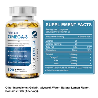 Kexinsh แคปซูลน้ํามันปลา OMEGA-3 Rich In DHA และ EPA ปรับปรุงอารมณ์ไม่ดีบรรเทาความเครียดเสริมสร้างสมองปรับปรุงสติปัญญา