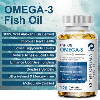 Kexinsh แคปซูลน้ํามันปลา OMEGA-3 Rich In DHA และ EPA ปรับปรุงอารมณ์ไม่ดีบรรเทาความเครียดเสริมสร้างสมองปรับปรุงสติปัญญา