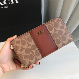 กระเป๋าสตางค์ COACH F31546 หนังแท้ 100% ใบยาว แต่งซิป สไตล์คลาสสิก สําหรับผู้หญิง