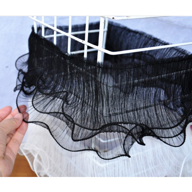 ริบบิ้นผ้าลูกไม้ ปักลายดอกไม้ สีขาว สีดํา กว้าง 12 ซม.ความยาว1 เมตร สําหรับตกแต่งเสื้อผ้า งานแต่งงาน DIY - รูปที่ 3