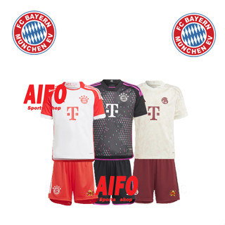 เสื้อกีฬาแขนสั้น ลายทีมฟุตบอล Bayern Munich 23 24 ชุดเหย้า คุณภาพสูง สําหรับเด็ก