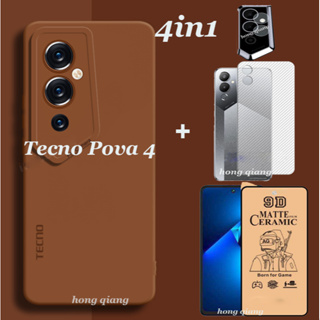 4in1 Tecno Pova 4 เคสนิ่ม แองเจิลอาย เคสโทรศัพท์เด็ก กันกระแทก Tecno Pova 5 เคสโทรศัพท์ + ฟิล์มป้องกันเซรามิก + ฟิล์มเลนส์ + ฟิล์มด้านหลัง