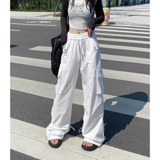 Sharon Early Autumn 2023 New Elastic Waist White Wide Leg Pants