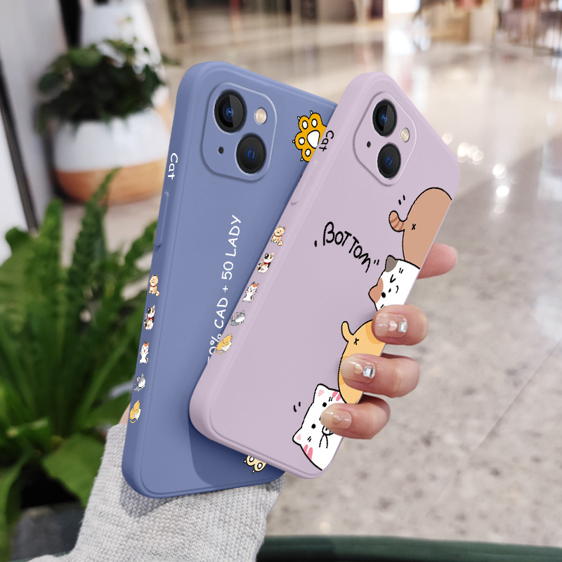 เคสโทรศัพท์มือถือ ซิลิโคน ลายแมว มีลายด้านข้าง สําหรับ IPhone 13Pro 13 12 Mini Pro 5G Max ราคา ถูกที่สุด ดีลบีเคเค แกลเลอรีภาพที่ 6