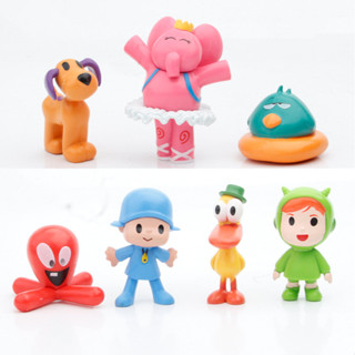 โมเดลฟิกเกอร์ PVC รูปการ์ตูนอนิเมะ Pocoyo Loula Pato Elly Sleepy Bird Nina Q Version ขนาด 4-8 ซม. ของเล่นสําหรับเด็ก 7 ชิ้น ต่อชุด