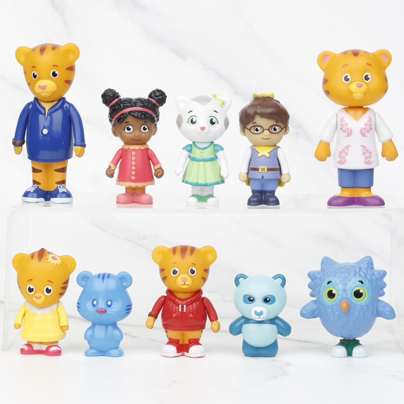 โมเดลฟิกเกอร์ PVC รูปนกฮูก Daniel Tiger's Neighborhood Friends Daniel Tiger Prince Elaina Katerina Q Version ขนาด 5-9 ซม. ของเล่นสําหรับเด็ก 10 ชิ้น ต่อชุด
