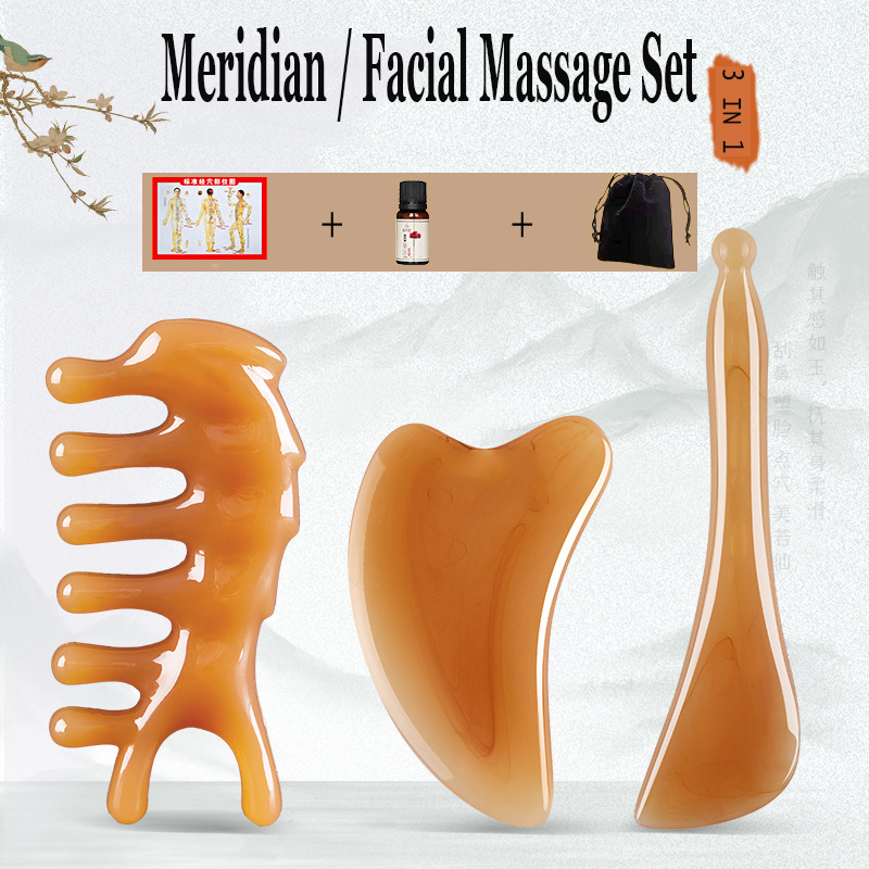 ใบหน้าคุณภาพสูง Gua Sha เครื่องมือตา GuaSha เครื่องมือจมูกยก Meridian หวีแผ่นขีดใบหน้า Acupoint กดไม้ใบหน้าเรซินพิเศษรูปหัวใจใบหน้าเครื่องนวดชุดนวด