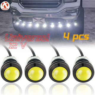 หลอดไฟตัดหมอก LED DRL 12V 18 มม. สําหรับติดป้ายทะเบียนรถยนต์ รถจักรยานยนต์ 4 ชิ้น